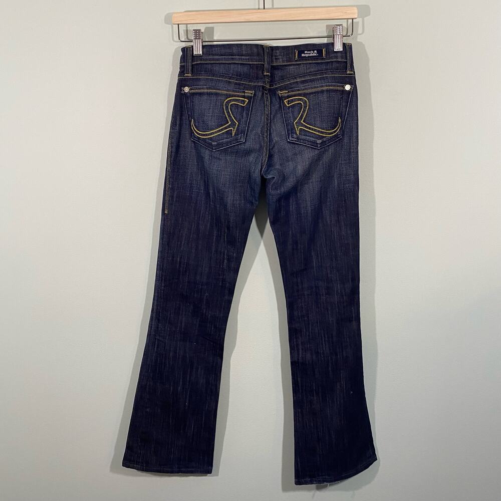 Vtg Y2K Rock & Republic Women's Low Rise Boot Cut Pocket Logo Jeans Size 24